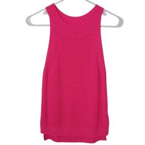 Anniewear Halter Neck Ribbed Knit Sweater Tank Top PInk Small Barbiecore